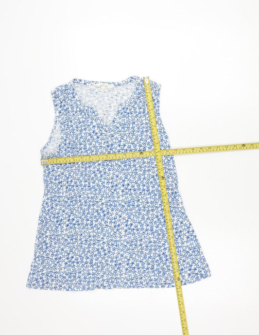 Seasalt Cornwall Women’s Blue Floral Organic Cotton Tank Top UK 12