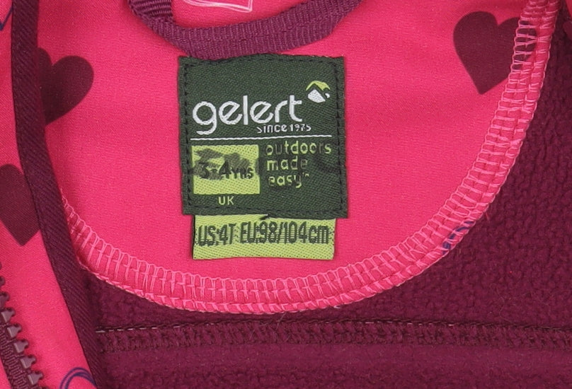 Additional view of Gelert girls’ pink heart soft shell jacket hooded 4 years outdoor coat