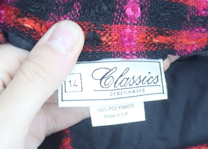 Debenhams Women’s Red Black Check Pencil Skirt Size 14 Wool Blend