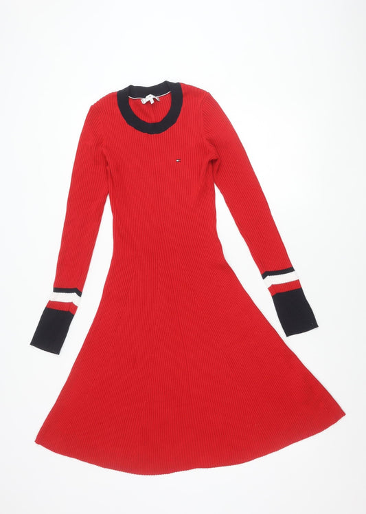 Tommy Hilfiger Women’s Red Knit Fit & Flare Dress XS