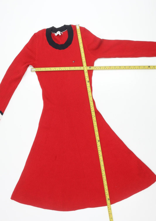 Tommy Hilfiger Women’s Red Knit Fit & Flare Dress XS