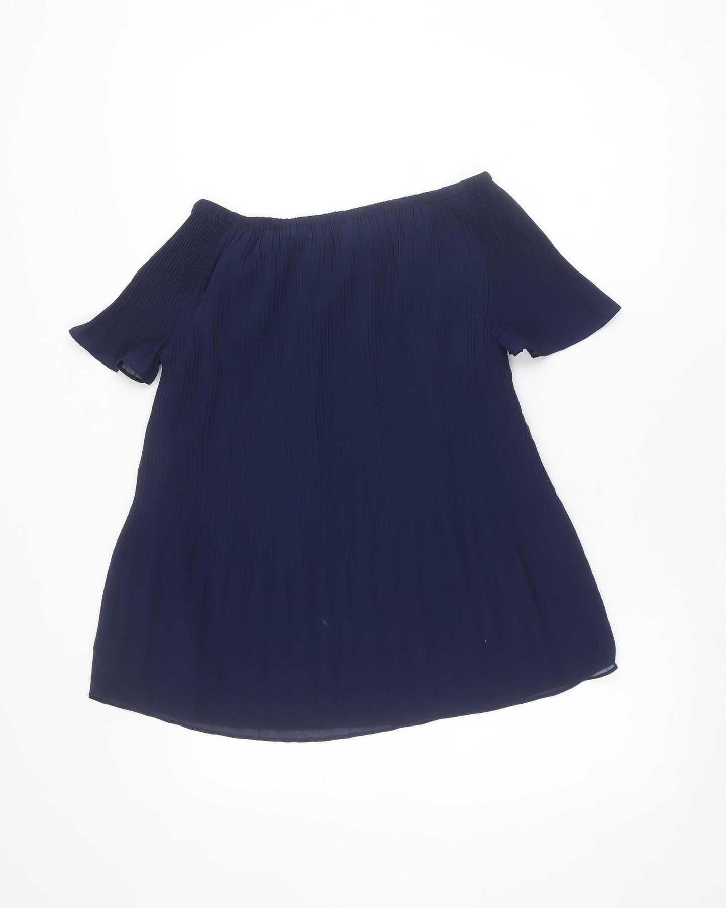 Michael Kors Women’s Blue Pleated Off-Shoulder Tunic Blouse Size S