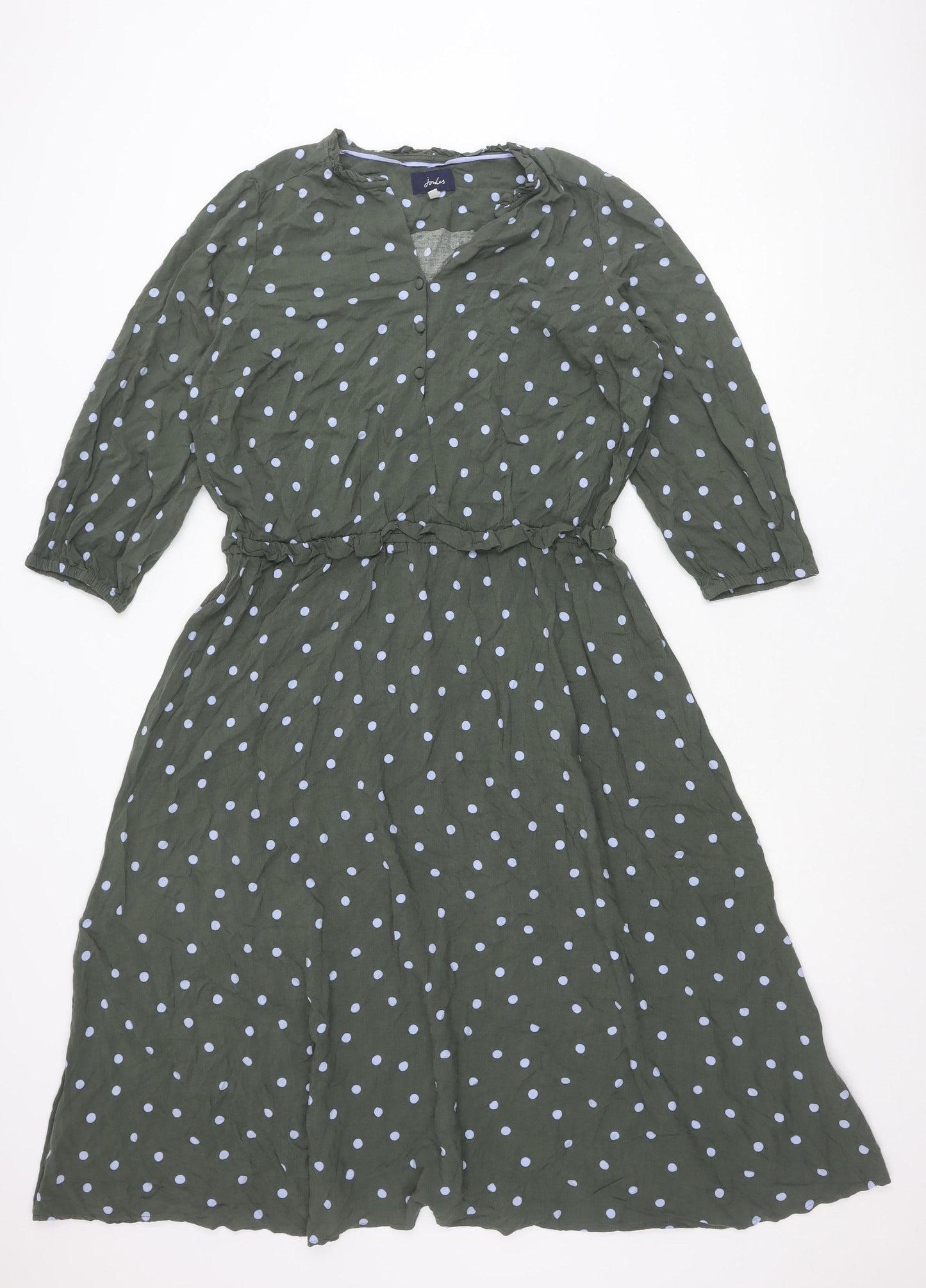 Joules Women’s Green Polka Dot Viscose A-Line Dress Size 18