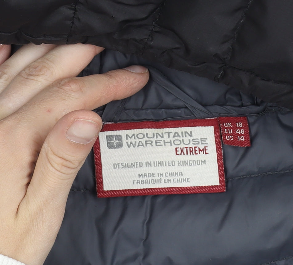 Mountain Warehouse Womens Black Size 18 Puffer Jacket Hooded Quilted