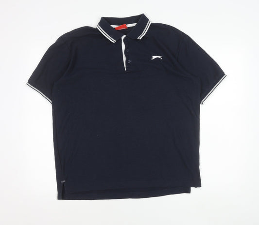 Slazenger Men’s Blue Polo Shirt Size L Regular Fit Short Sleeve
