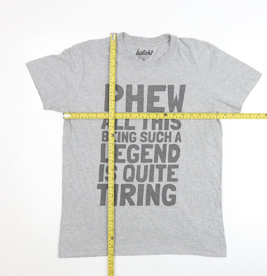 Batch1 Men's Grey Funny Quote Graphic T-Shirt Size M