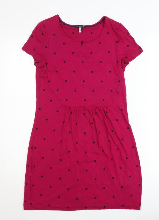 Joules Women’s Pink Polka Dot Shift Dress Size 10 Short Sleeve