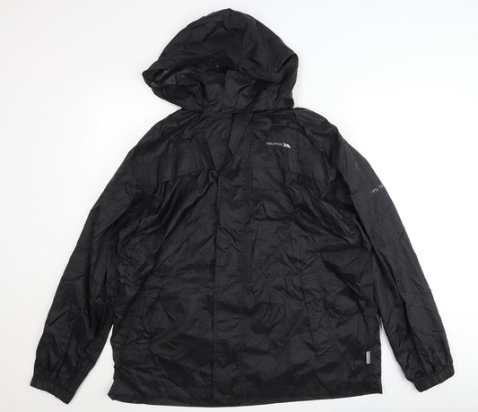 Trespass Men’s Black Waterproof Hooded Rain Jacket Size M Regular Fit
