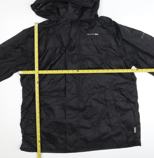 Trespass Men’s Black Waterproof Hooded Rain Jacket Size M Regular Fit