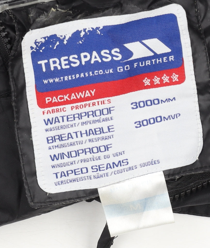Trespass Men’s Black Waterproof Hooded Rain Jacket Size M Regular Fit