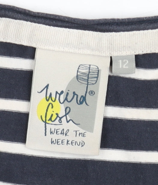Weird Fish Womens Blue Size 12 Striped Cotton Sleeveless Tank Top
