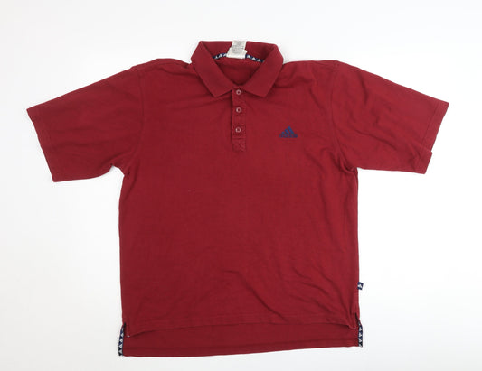 Adidas Men’s Red Polo Shirt L Cotton Short Sleeve Sports Casual
