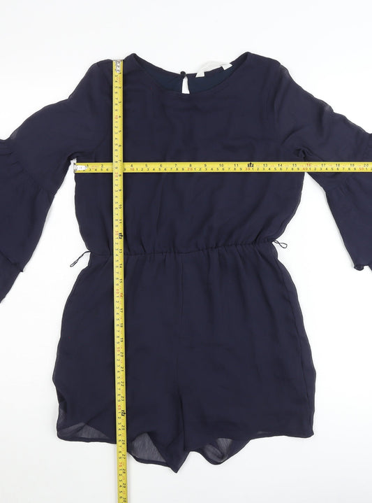 H&M Teens Blue Chiffon Playsuit 11-12Y Bell Sleeve Party Outfit