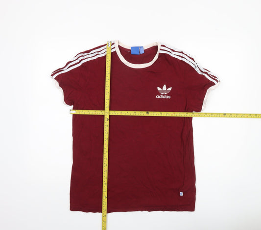 Adidas Womens Red Cotton T-Shirt Size 14 Short Sleeve Casual Top
