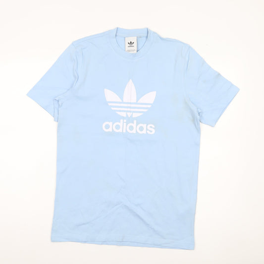 Adidas Men’s Blue Small Logo Sports T-Shirt Crew Neck Cotton
