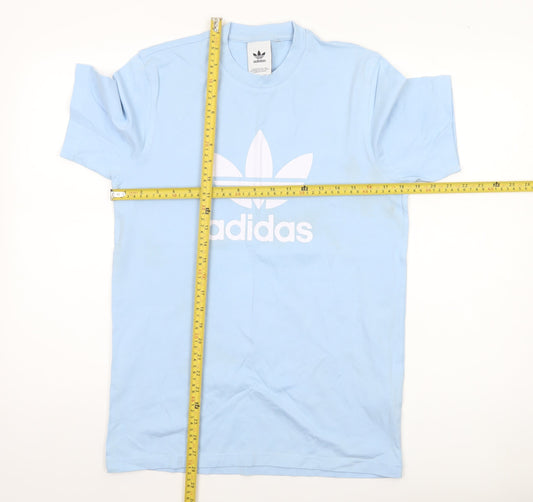 Adidas Men’s Blue Small Logo Sports T-Shirt Crew Neck Cotton