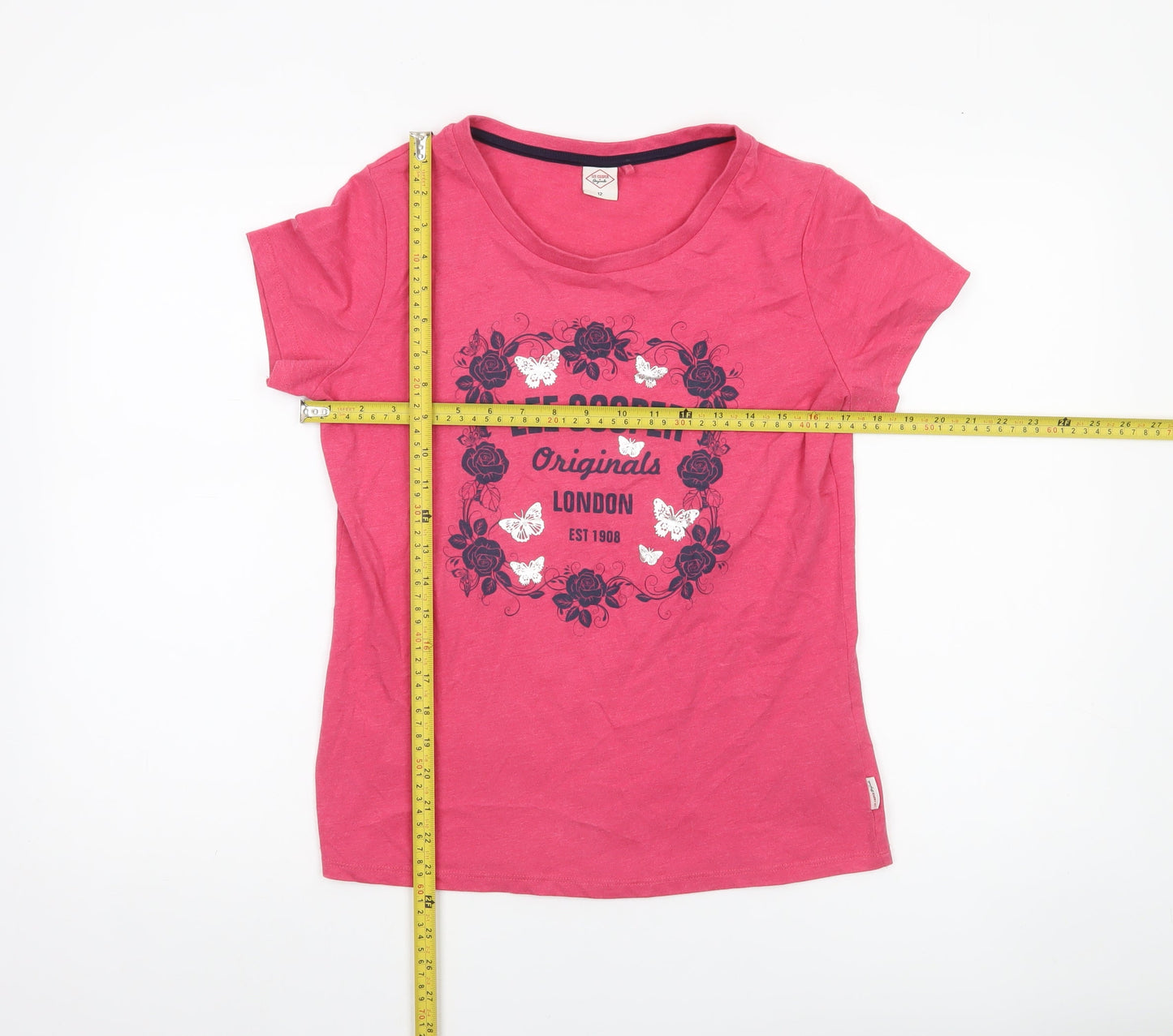Lee Cooper Womens Pink Floral Butterfly T-Shirt Size 12