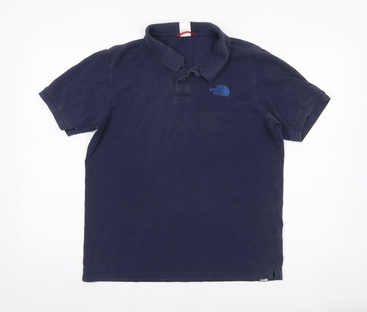 The North Face Men's Blue Medium Polo Shirt 100% Cotton Casual