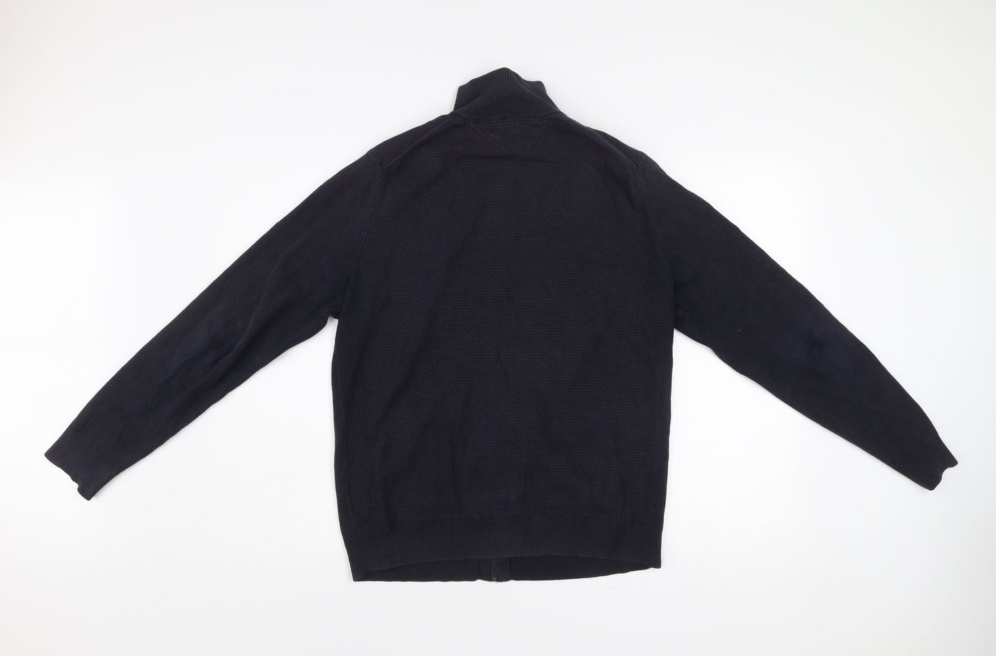 Tommy Hilfiger Men Black Knit Full Zip Jacket Size M Cotton Blend