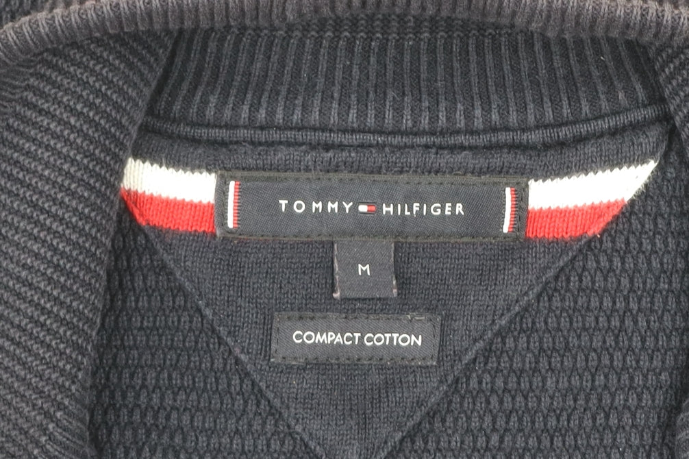 Tommy Hilfiger Men Black Knit Full Zip Jacket Size M Cotton Blend