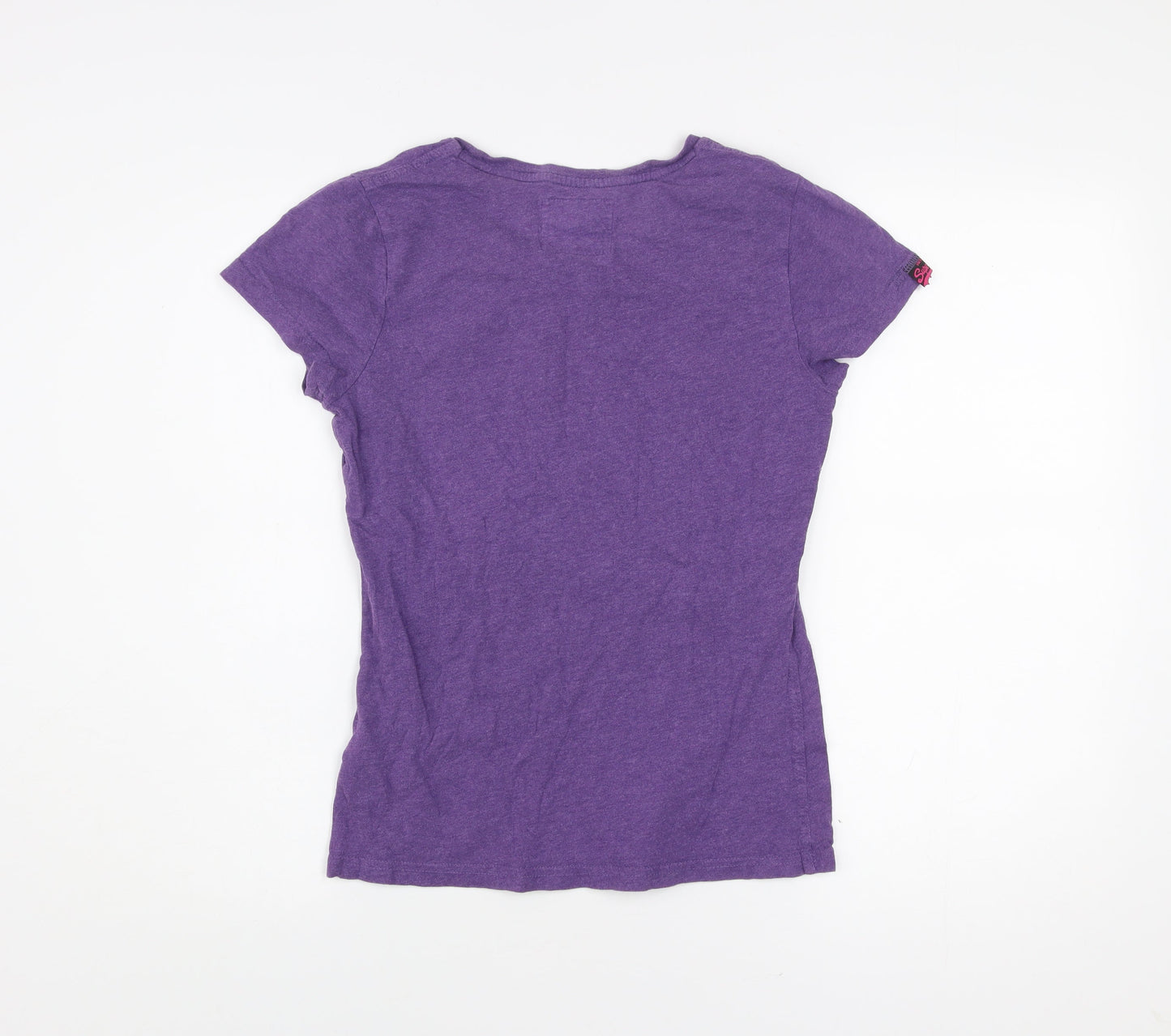 Superdry Womens Purple Graphic T-Shirt Size M Short Sleeve Cotton