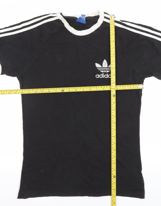 Adidas Men’s Black Medium Retro Cotton T-Shirt Short Sleeve