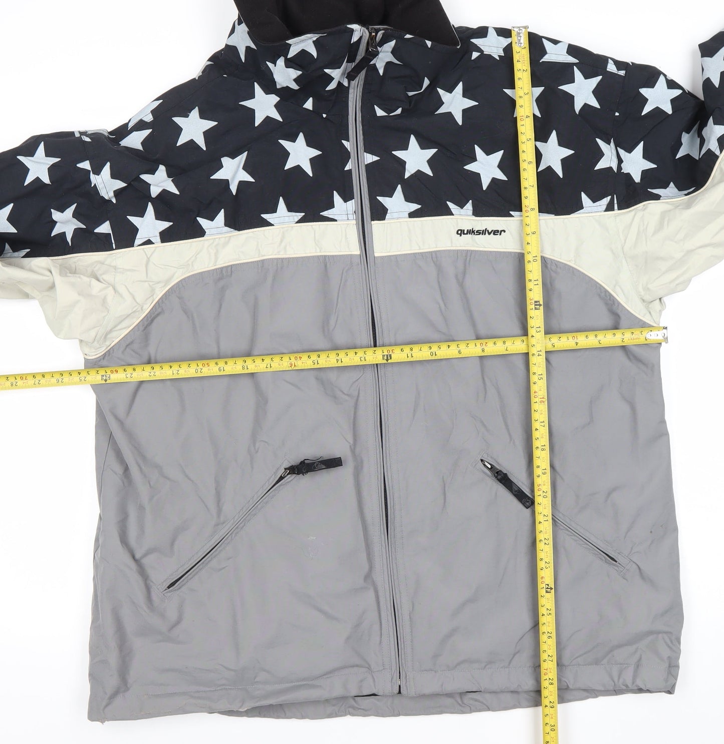 Quiksilver Mens XL Black Grey Star Ski Jacket Winter Coat