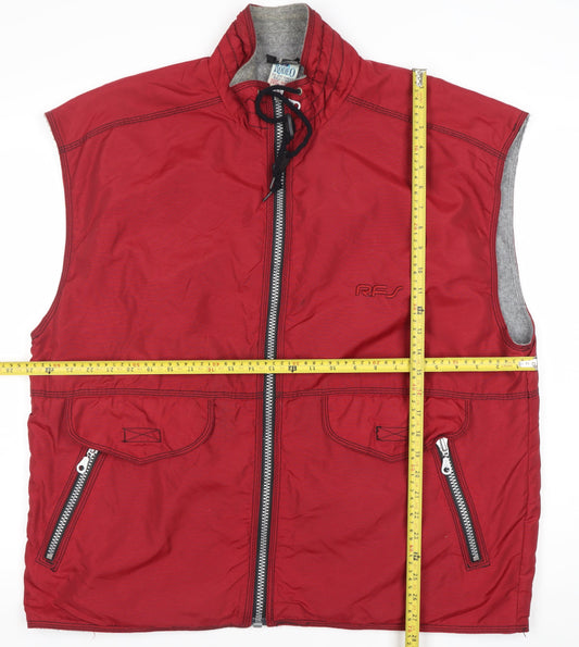 Rodeo Men’s Red Waistcoat Bodywarmer L Regular Stand-Up Collar
