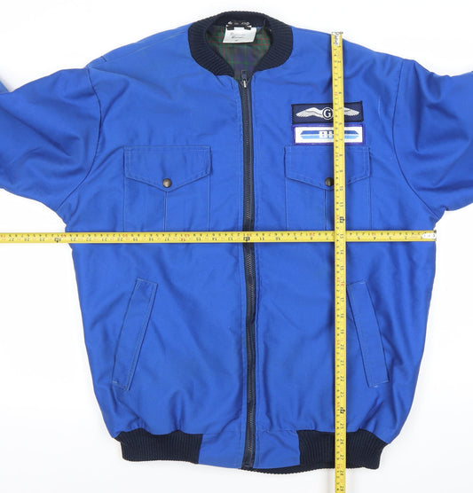 Poplaran Brand Men's Blue Bomber Jacket Size 48 Vintage Style