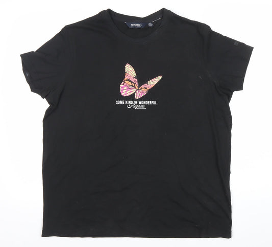 Regatta Womens Black Butterfly Print Cotton T-Shirt UK 18