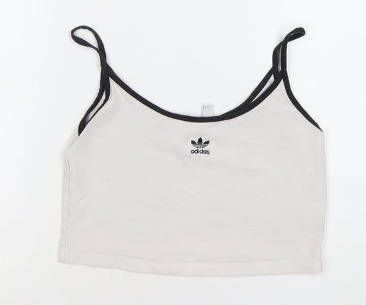 Adidas Womens White Tank Top Size 10 Camisole Slim Fit