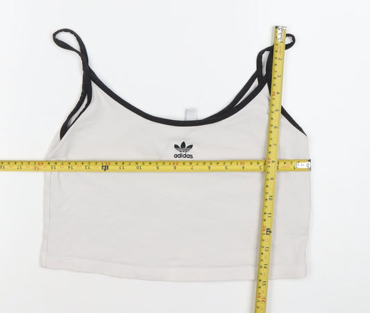 Adidas Womens White Tank Top Size 10 Camisole Slim Fit