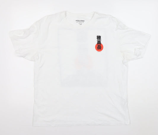 Jack & Jones Men’s White Graphic Print T-Shirt Size M