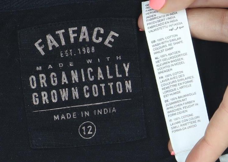FatFace Womens Black Size 12 Cotton Tank Top Scoop Neck Sleeveless
