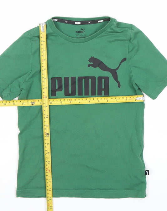 Puma Boys Green 10 Years Logo Short Sleeve Crew Neck T-Shirt