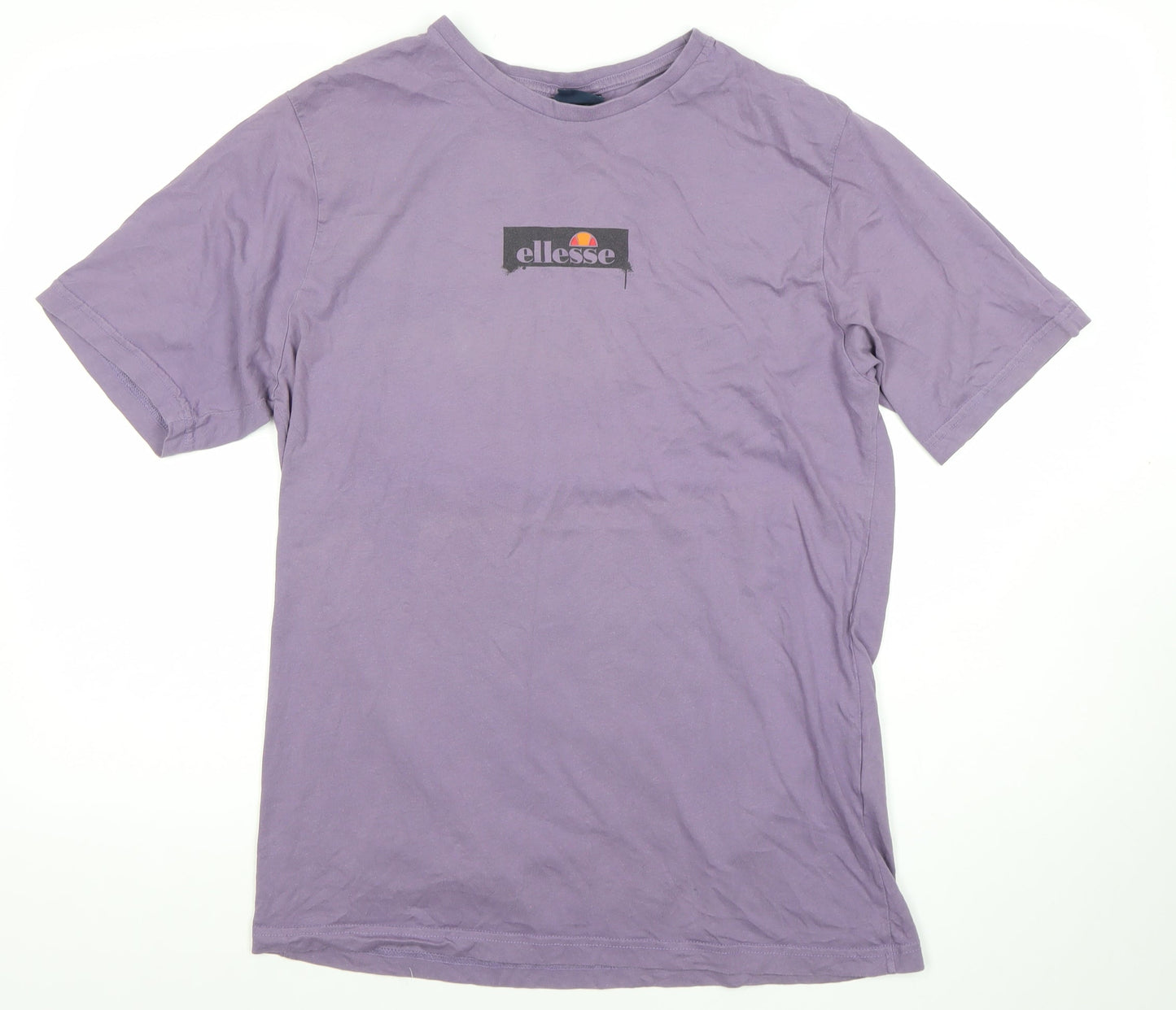 Ellesse Men's Purple Cotton Logo T-Shirt Size M Short Sleeve Crew Neck