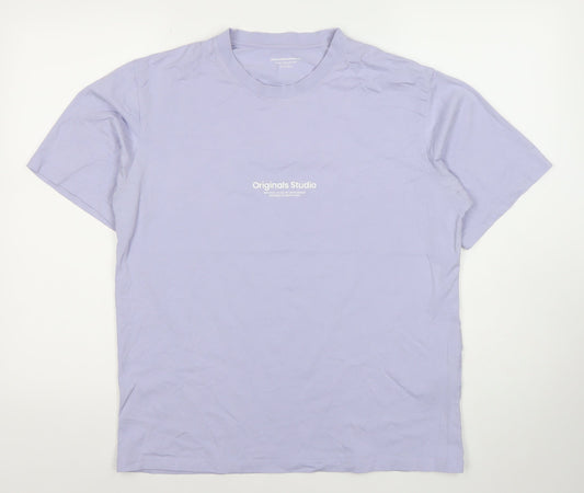 Jack & Jones Men’s Purple Medium Crew Neck Cotton T-Shirt