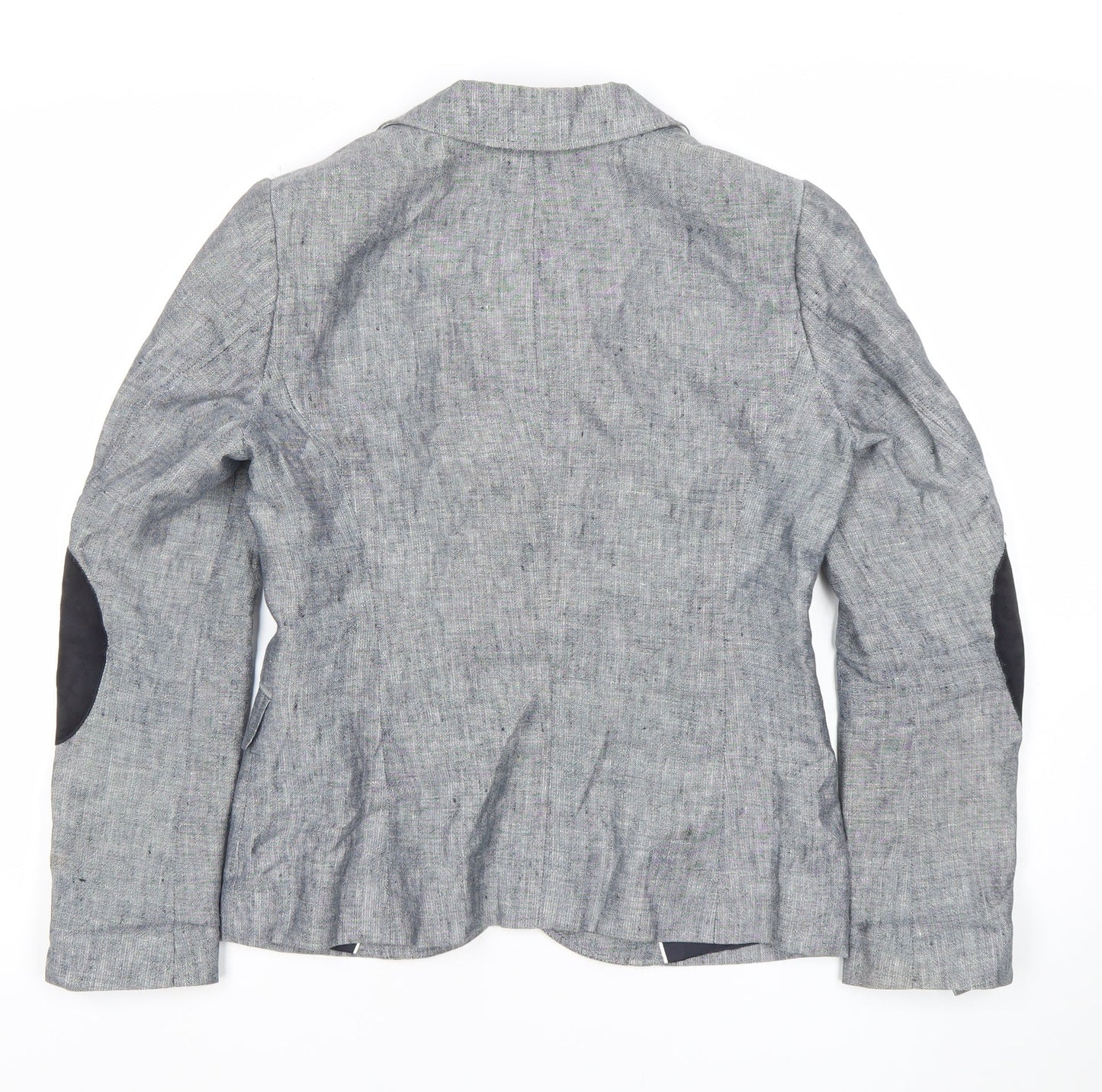 Gant Womens Grey Linen Blend Blazer UK 10 Regular Fit Two Button Jacket