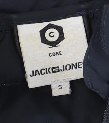 Jack & Jones Mens Blue Grey Hooded Puffer Jacket Size S