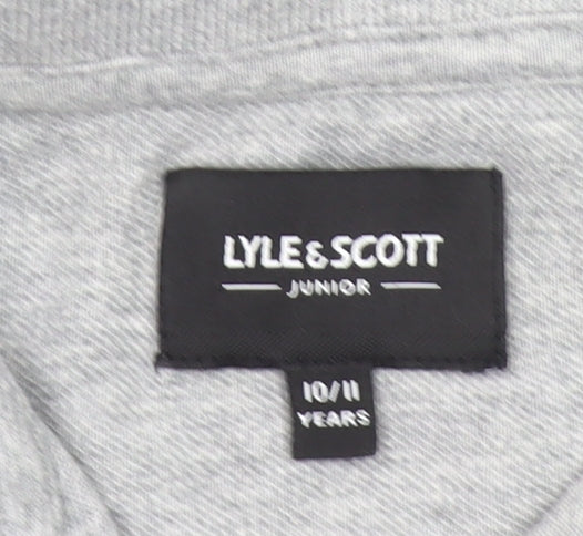 Lyle & Scott Boys Grey Polo Shirt 10-11 Years Cotton Short Sleeve
