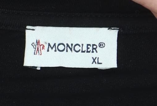 Moncler Men's Black XL Designer Logo Graphic Cotton T-Shirt
