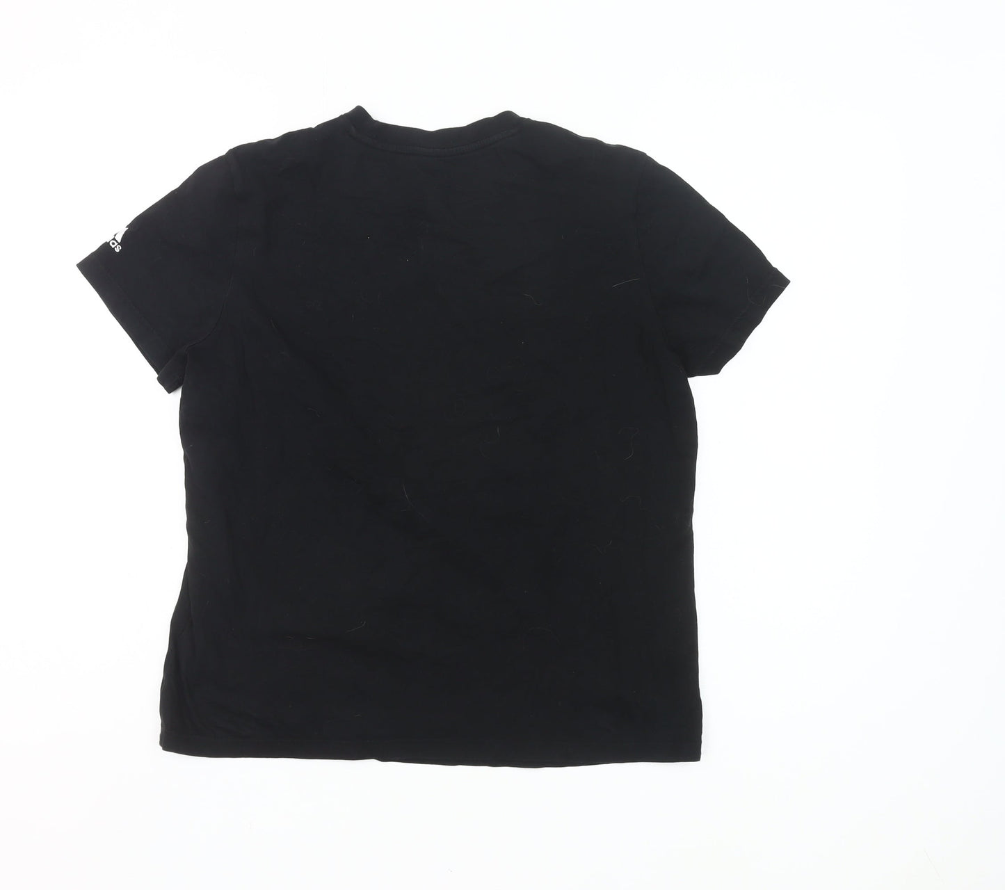 Adidas Womens Black L Logo T-Shirt Short Sleeve Cotton Sports Tee