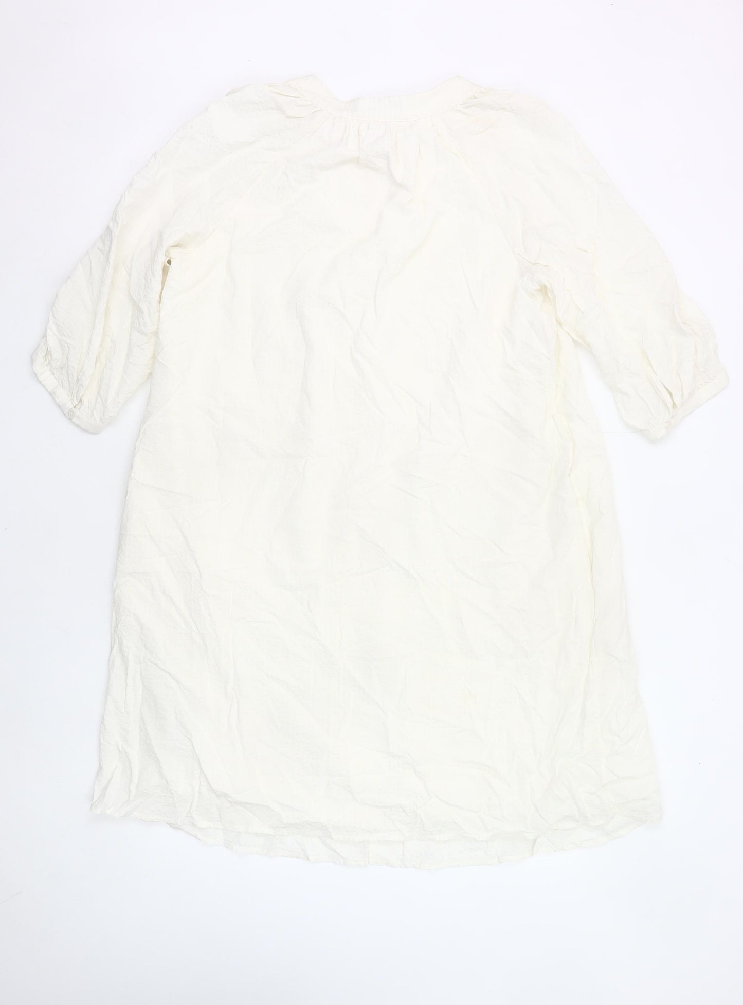 Jaeger Womens Ivory Shift Dress Size 8 Knee Length 3/4 Sleeve