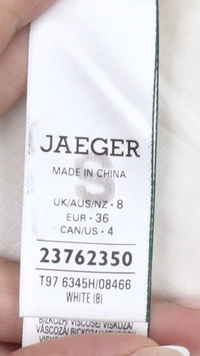Jaeger Womens Ivory Shift Dress Size 8 Knee Length 3/4 Sleeve