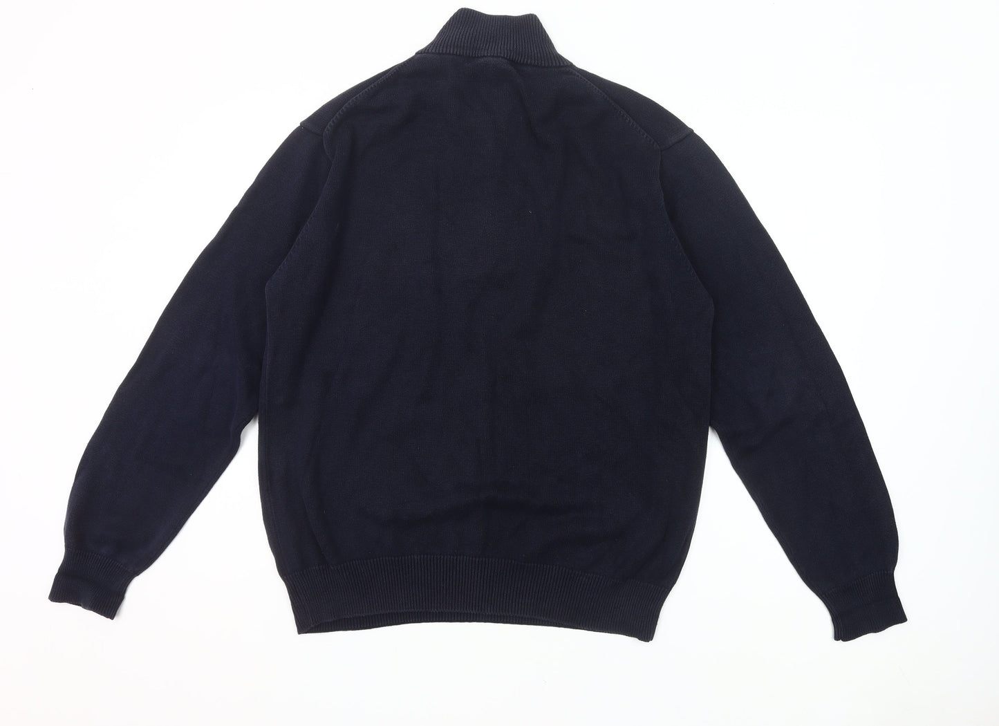 Gant Men’s Blue Cotton 1/4 Zip Pullover Jumper Size L