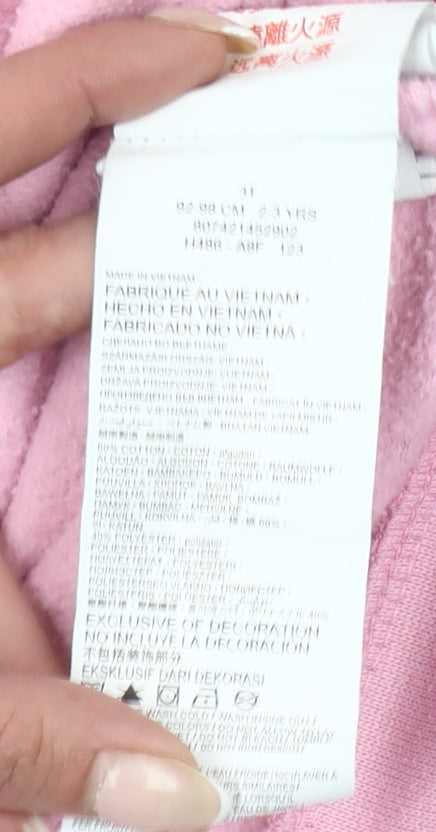 Nike Girls Pink Pullover Hoodie 2-3 Years Logo Fleece Sweatshirt