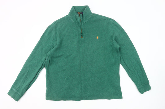 Ralph Lauren Men’s Green Cotton 1/4 Zip Mock Neck Sweatshirt L