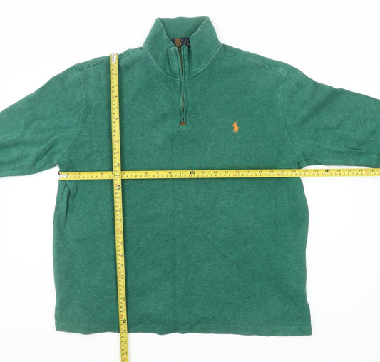 Ralph Lauren Men’s Green Cotton 1/4 Zip Mock Neck Sweatshirt L