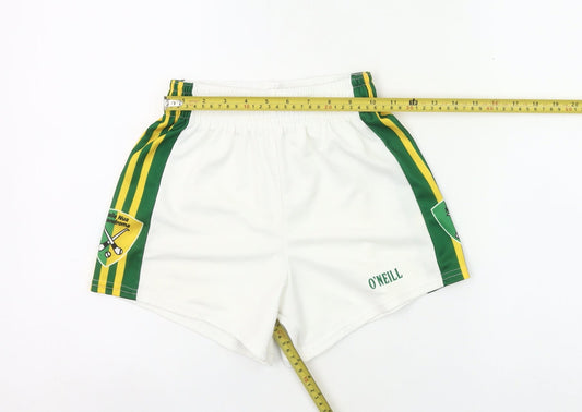 O'Neill Boys White Green Athletic Sports Shorts 24in Elastic Waist