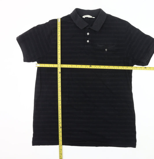 Kangaroo Poo Men’s Black Striped 2XL Polo Shirt Cotton Blend